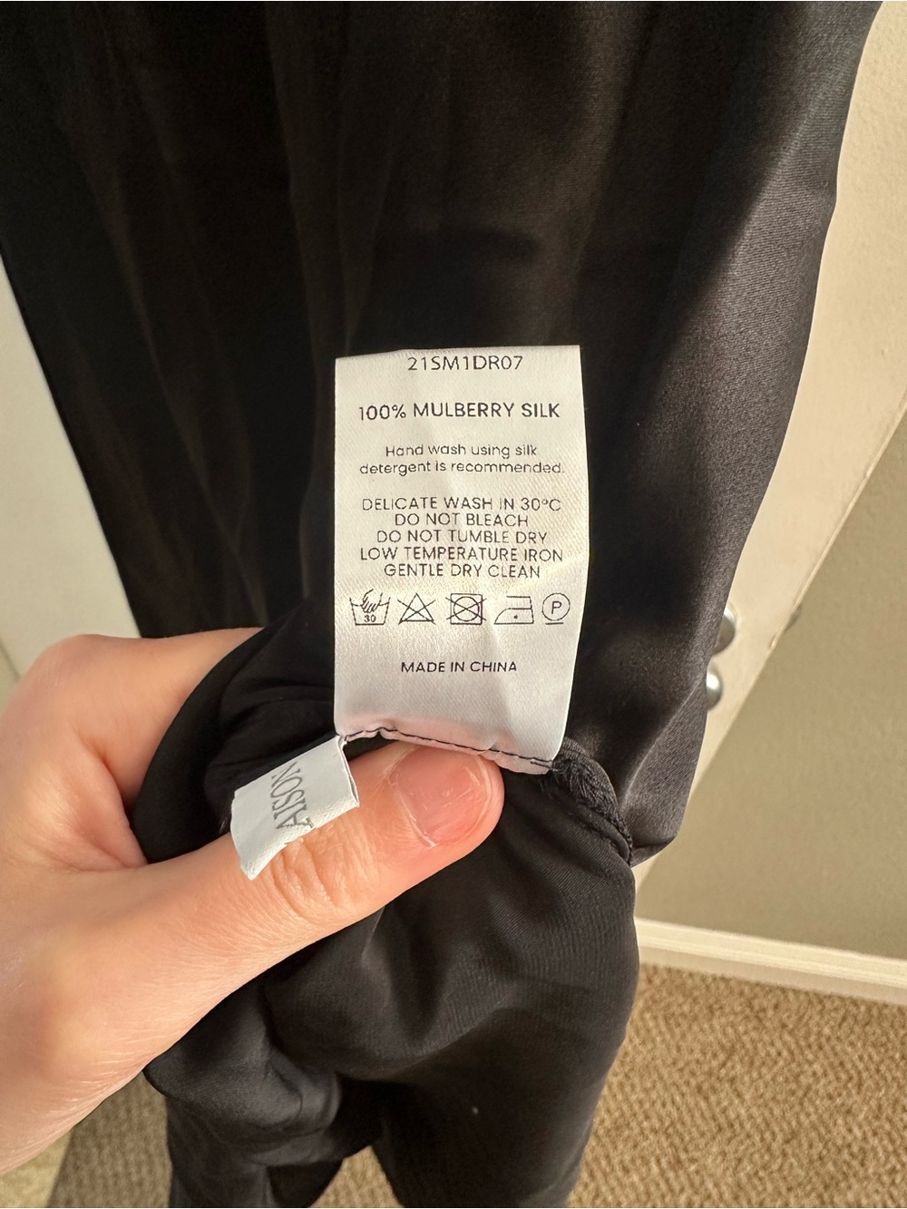 Black Silk Tie-Shoulder Slip Dress - Picture 6 of 6